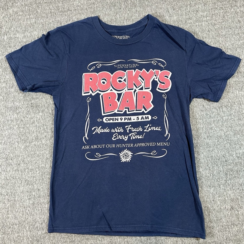 SUPERNATURAL Join The Hunt T Shirt Top Womens Small Blue Rockys Bar‎